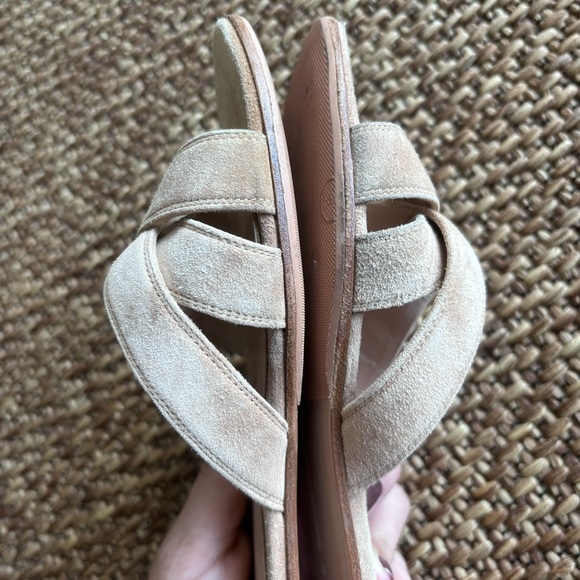 Gianvito Rossi Beya Suede Flat Sandals, Light Beige, size 38 (7.5) - Picture 8 of 14